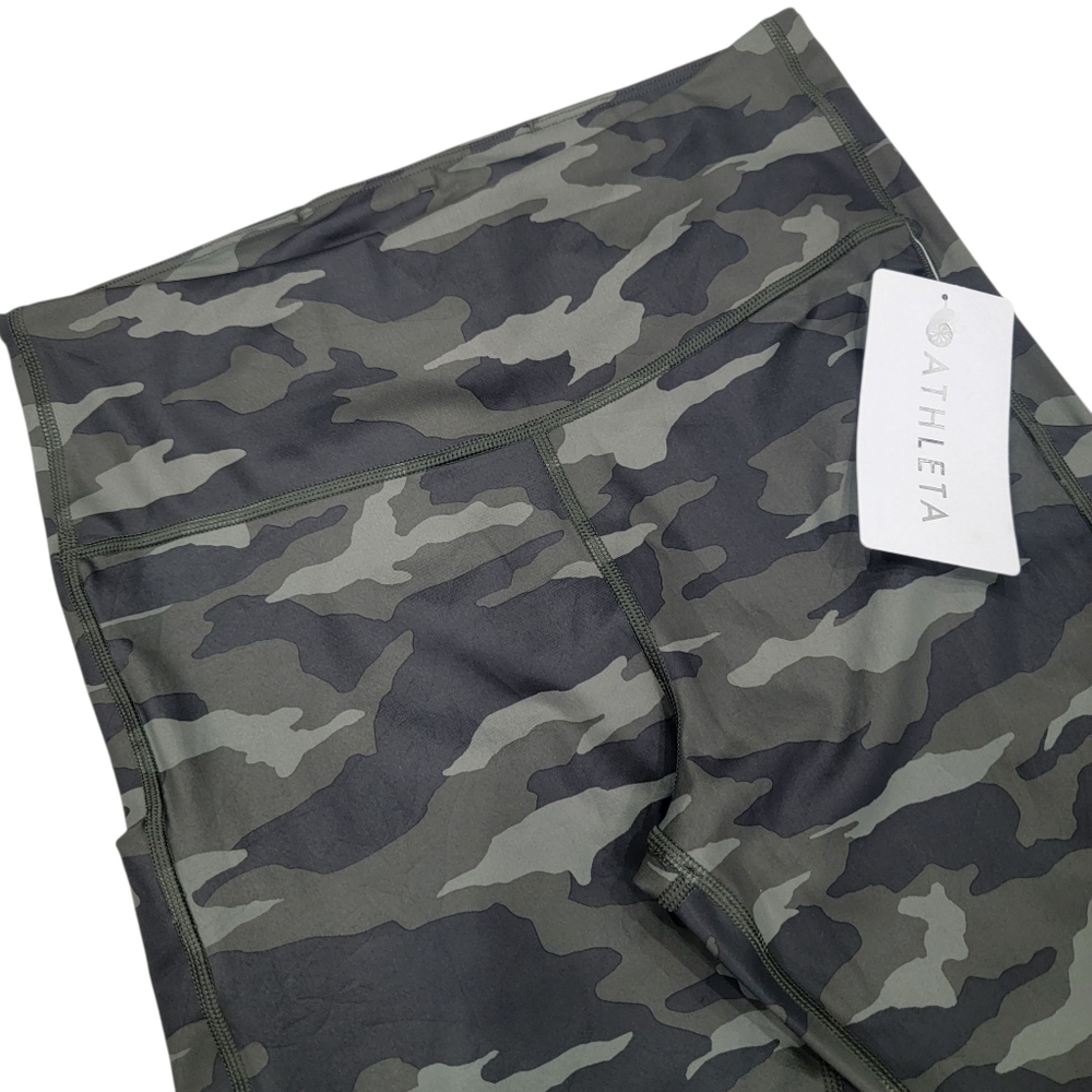NWT Athleta Ultimate Camo 7/8 Tights Olive Green Workout Leggings Women's M - Picture 11 of 17